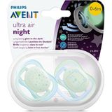 Philips Avent Ultra Air 0-6 Ay Erkek Gece Emziği Mavi Silikon ile Karanlıkta Parlar - 0 - 6 Ay