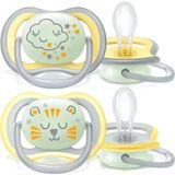 Philips Avent Ultra Air 18+ Ay Silikon Gece Emziği - Sarı
