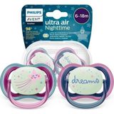 Philips Avent Ultra Air 6-18 Ay Kız Gece Emziği, Karanlıkta Parlayan ve Yumuşak Materyal