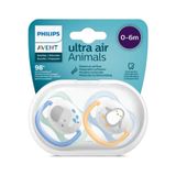 Philips Avent Ultra Air Animals 0-6 Ay 2'li Hayvan Desenli Mavi ve Turuncu Emzik