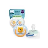 Philips Avent Ultra Air Emzik 0-6 Ay, Erkek, Ortodontik, Yumuşak Silikon Uçlu, BPA İçermez, Taşıma ve Hijyen Kutulu, 2'li Paket, SCF080/23