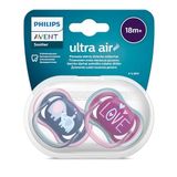 Philips Avent Ultra Air Emzik, 18 Ay+, Kız Bebekler için, 2’li Paket, Ortodontik Silikon, Geniş Hava Delikli, Mikrodalga Sterilize Edilebilir, BPA İçermez, Taşıma Kutulu, SCF349/22