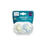 Philips Avent Ultra Air Emzik, Erkek Bebekler için 0-6 Ay, 2’li Paket, Ortodontik Silikon, Geniş Hava Delikli, Mikrodalga Sterilize Edilebilir, BPA İçermez, Taşıma Kutulu, SCF085/58