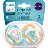 Philips Avent Ultra Air Emzik, Erkek Bebekler Için 6-18 Ay, 2'li Paket, Ortodontik Silikon, Geniş - Çok Renkli