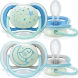 Philips Avent Ultra Air Gece Emziği 6-18 Ay Mavi Silikon Özellikli Karanlıkta Parlar - 6 - 18 Ay