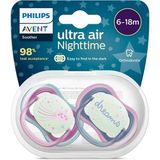 Philips Avent Ultra Air Gece Emziği Silikon 6-18 Ay Ortodontik 2'li Paket Kız İçin