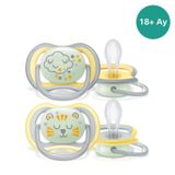 Philips Avent Ultra Air Gece Emzik, 18 Ay+, 2’li Paket, Karanlıkta Parlayan, Ortodontik Silikon, Geniş Hava Delikli, Mikrodalga Sterilize Edilebilir, BPA İçermez, SCF376/01