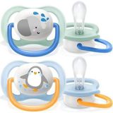 Philips Avent Ultra Air Mavi Yeşil 0-6 Ay Silikon 2'li Emzik - 0 - 6 Ay