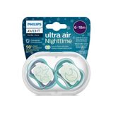 Philips Avent Ultra Air Nighttime 6-18 Ay 2'li Mavi ve Yeşil Desenli Gece Emziği