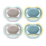 Philips Avent Ultra Hava Emziği - 4 x Hafif, Nefes Alabilir Bebek Emziği 18 Ay Artı, BPA İçermeyen Sterilizatör Taşıma Çantası (Model SCF349/25)