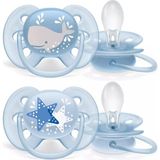 Philips Avent Ultra Soft 6-18 Ay Emzik 2li Erkek Hassas Ciltler İçin Yumuşak Silikon - Mavi - 6 - 16 Ay