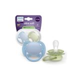Philips Avent Ultra Soft Emzik 0-6 Ay, Erkek, Esnek Emzik Kalkanı, Ortodontik, Yumuşak Silikon Uçlu, BPA İçermez, Hijyen Kutulu, 2'li, SCF091/37