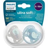 Philips Avent Ultra Soft Emzik, Erkek Bebekler Için 6-18 Ay, 2'li Paket, Ortodontik Silikon, Flexif - Çok Renkli