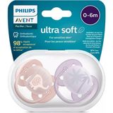 Philips Avent Ultra Soft Yumuşak 2li Emzik 0-6 Ay - Kız SCF091/09 - 0+ Ay - Çok Renkli