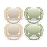 Philips Avent Ultra Yumuşak Emzik - 4 x Yumuşak ve Esnek Bebek Emziği, 0-6 Aylık Bebekler için, BPA İçermez, Sterilizatör Taşıma Çantası ile, SCF091/23