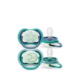 Philips Avent Yıldız Ay Yeşil 6-18 Ay Silikon 2'li Ultra Air Gece Emziği - Beyaz