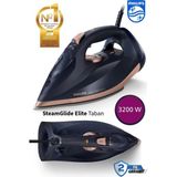 Philips Azur 7500 Serisi 3200W Yüksek Güçlü Buharlı Ütü, Steamglide Elite Taban ve 260G Şok Buhar Performansı + Tiftik Toplayıcı - Lacivert