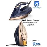 Philips Azur Buharlı Ütü 8000 Serisi, 260G Turbo Şok Buharlı Ütü Optimaltemp Akıllı Sensörlü Kumaşa Göre Isı Ayarlayan Teknoloji +Şarjlı Hav Yün Temizleyici