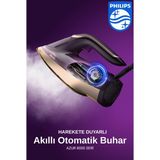 Philips Azur Yenilendi, 8000 Serisi Azur Buharlı Ütü, Kumaşa Göre Otomatik Akıllı Buhar 3000W, Sıfır Yanık Riski - Mor