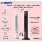 Philips Beyaz Ve Siyah Renk 5000 Serisi Kule Tipi Fanlı Vantilatör + Kiwi Klipsli Masaüstü Vantilatör Hediye