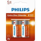 Philips C-Piller - R14L2B - 2'li Pil Paketi - Çinko Klorür Teknolojisi - 3 Yıllık Raf Ömrü - 1,5 V