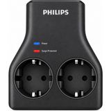 Philips CHP7022B/62 İkili Akım Korumalı Priz 1140J Aşırı Gerilim Koruma - Siyah