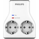 Philips CHP7022W/62 İkili Akım Korumalı Priz 1140J Aşırı Gerilim Koruma - Beyaz