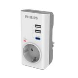 Philips CHP8010W Beyaz 380J 2xUSB-A 1xUSB-C PD QC 3.0 Tekli Akım Koruma Priz