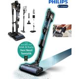Philips Çift Batarya 90 Dk Kablosuz Islak-Kuru Elektrikli Süpürge 9000 Serisi Islak Mop, Kendi Kendini Temizleyen Istasyonlu Şarjlı Dik Süpürge-Yedek BATARYA-Hediyeli - Antrasit