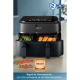 Philips Çift Hazneli Büyük Hacim – 6 L + 3 L ile Maksimum Esneklik 3000 Serisi Çift Hazneli Airfryer & Fritöz-Dokunmatik Dijital Kontrol Paneli – 8 Ön Ayar ile Kullanım Kolaylığı - Siyah - Gri