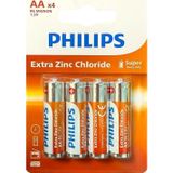 Philips Çinko Aa Kalem Pil 1.5V 4Lü Blister Paket R6l4b