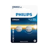 Philips CR2032 3V Lityum Düğme Pil,saat ve Kumanda Pili - DL2032 Muadili - CR2032P2/01B -2'li Paket