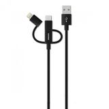 Philips DLC2608BK Siyah 3’ü 1 Arada Örgü Şarj ve Data Kablosu