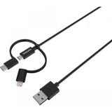 Philips DLC3106T MFI Apple Lisanslı 3in1 Micro USB Lightining Type C 2 mt Siyah Şarj ve Data Kablosu