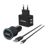 Philips DLP2553EM Siyah Micro USB 2'li Seyahat ve Araç Şarjı