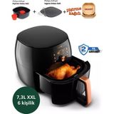 Philips Dokunmatik LED Panel – Modern ve Kolay Kullanım 7.3 L Ultra Geniş Kapasite Xxl Premium Airfryer & Fritöz 2250W-PREMIUM Malzeme Kalitesi – Uzun Ömürlü Philips Performansı - Siyah - Bakır