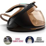 Philips Elit Plus Seri Premium Buhar Kazanlı Ütü, 600GR Şok Buhar, 8 Bar 2700 W, Sıfır Yanmaz Riski, Akıllı ve Otomatik Buhar, Akıllı Kumaş Algılama, Lambader Hediye - Siyah