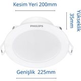 Philips Eridani DL190B 23W 200MM Delik Çapı 2000 Lümen Spot - BEYAZ - Beyaz-6500K