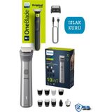 Philips erkek Bakım Seti saç,sakal,burun ve Vücut Seti+Elektrikli Tıras Makinesi Sakal & Vücut - Islak & Kuru Kullanim+Taşıma Çantası - Gri - Siyah