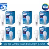 Philips Essential LED 9-60W E27 6500K - Beyaz Işık - 806 Lumen - Yüksek Işık - E27 Duy - 50 - 60 W