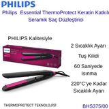 Philips Essential Thermoprotect Düzleştirici + Philips Pembe Epilasyon Aleti Hediye - Siyah - Mavi - SERAMİK PLAKALAR