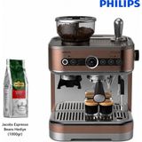 Philips Evde Barista Tarzı Kahve Için Yarı Otomatik Espresso Makinesi, Öğütücü, Basınç Göstergesi ve Çift Fincan Hazırlama Özelliği Yüksek Performans, Kompakt Tasarım, Kolay Temizlik ve Keyifli Günlük Kahve - Altın - Siyah