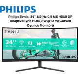 Philips Evnia 34M2C3500L 34" 180 Hz 0.5 Ms HDMI Dp Adaptivesync HDR10 Wqhd Va Curved Oyuncu Monitörü - 34 inç