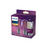 Philips Filament Ampul Şeffaf 60 W Sarı Işık A60 E27 (2'li)