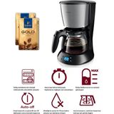 Philips Filtre Kahve Makinesi Daily Collection +Tchibo Gold 2X250 Gr-Aroma Karıştırıcı, Optimum Lezzet - Metal