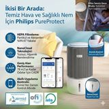 Philips Geniş Alan Etkili 2'si 1 Arada Hava Temizleyici ve Nemlendirici Cihaz Yüksek Çekim Güçlü Aktif Karbon Filtreli Kuruluk ve Alerjen Önleyici - Beyaz
