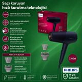 Philips Güçlü 2300 W Iyonik Saç Kurutma Makinesi, Thermoshield Isı Kontrollü Bakım, 6 Ayar, Soğuk Hava, Hacim Difüzörü ve Ince Başlıkla Günlük Kullanım ve Konforlu Şekillendirme