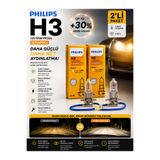 Philips H3 Vision +30% Daha Fazla Işık Far Ampulü 2'li Set Gün Işığı Rengi 12V 55W