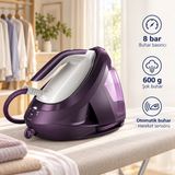 Philips Harekete Duyarlı Kumaşa Göre Isı Ayarlayan Buhar Kazanlı Ütü 2400 W 8 Bar Basınç 600 G Şok Buhar Otomatik Buharlı 1,8 L Steamglide Elite Taban + Tiftik Cihazı(Onerous) - Mor - Beyaz
