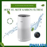 Phılıps Hava Temizleyici, Ultra Sessiz Havayı 10 Dakikadan Kısa Sürede Temizler Havadaki Virüslerin ve Aerosollerin %99,9'unu Temizler Hepa ve Aktif Karbon Filtresi Düşük Enerji Tüketimi Otomatik Mod - Beyaz
